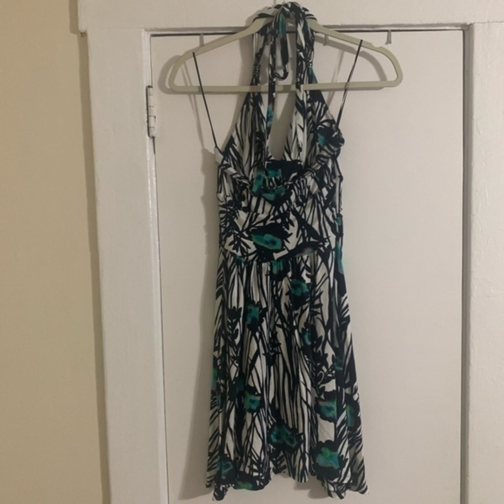 Express black,‎ white & teal halter dress Small - Picture 6 of 7